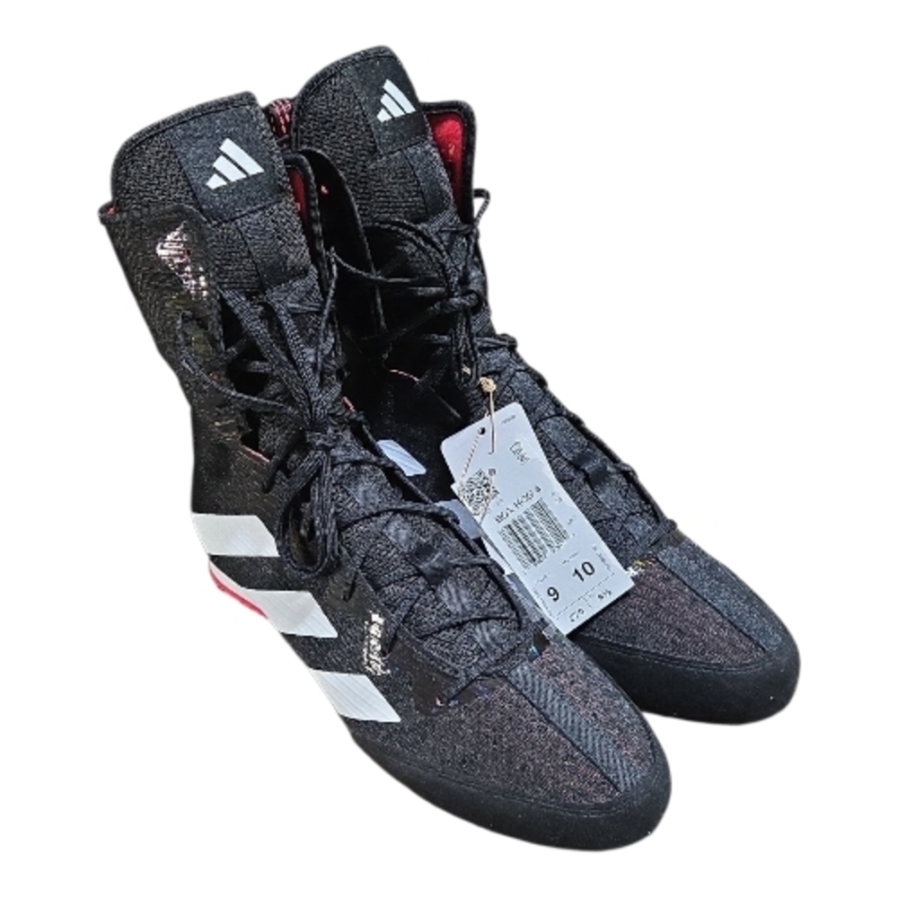 Adidas Box Hog 4 Men's Size 9 Boxing Shoes Black White Ruby Red IH2730 NEW